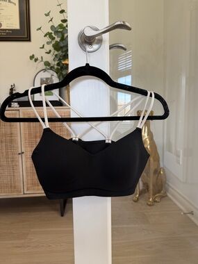 Victoria’s Secret VSX Black Strappy Bralette with White Straps - Small
